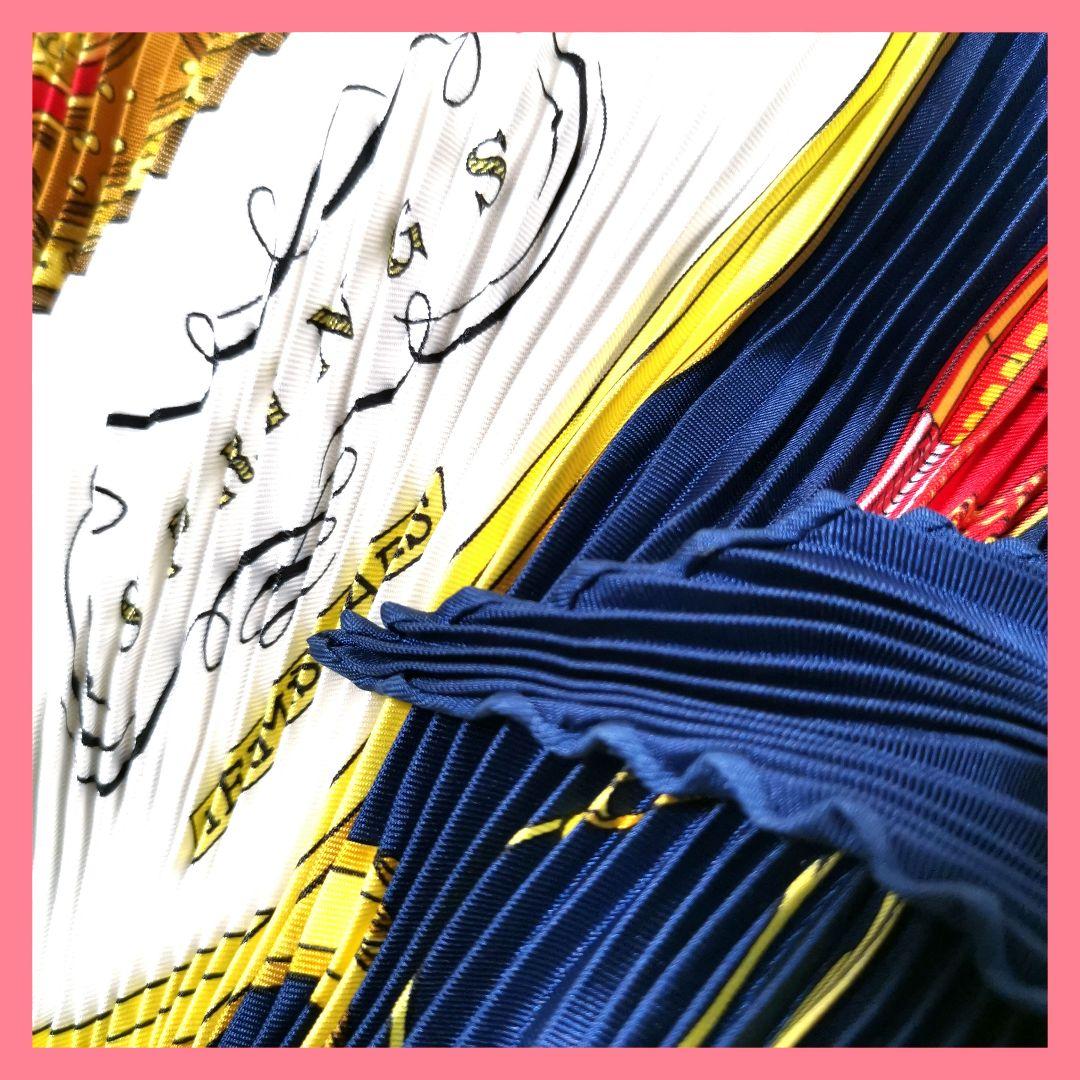 【美品】HERMESエルメス SPRINGSプリーツスカーフ着画ショール鑑定済