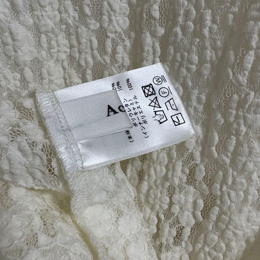 Acka. シャツディテールレースワンピース　ホワイト