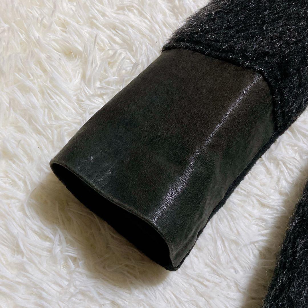 kodeni ⭐️トムレベル ナポレオンコート　シャギー　切替　レザー