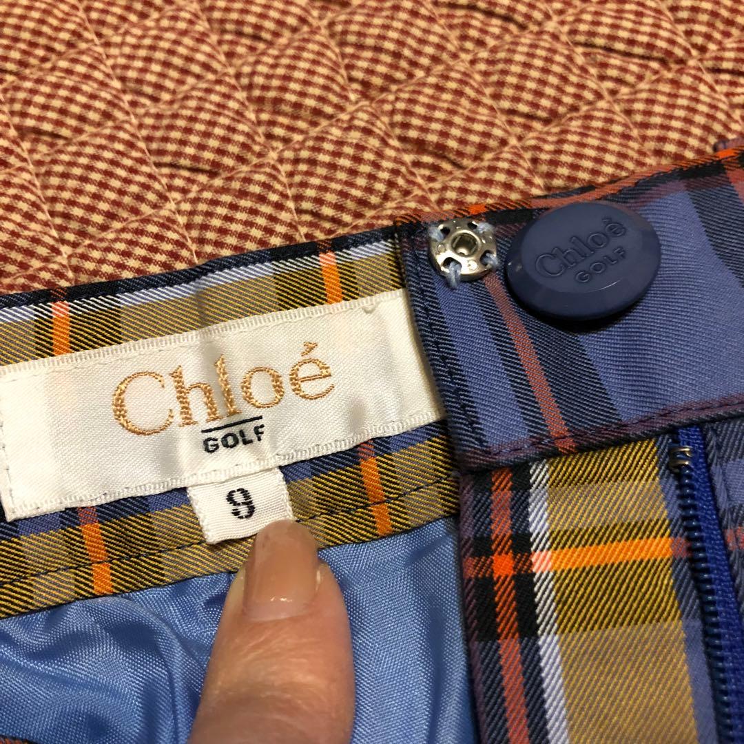 希少 クロエゴルフ Chloe GOLF チェックパンツ 綿100% 9号 美品
