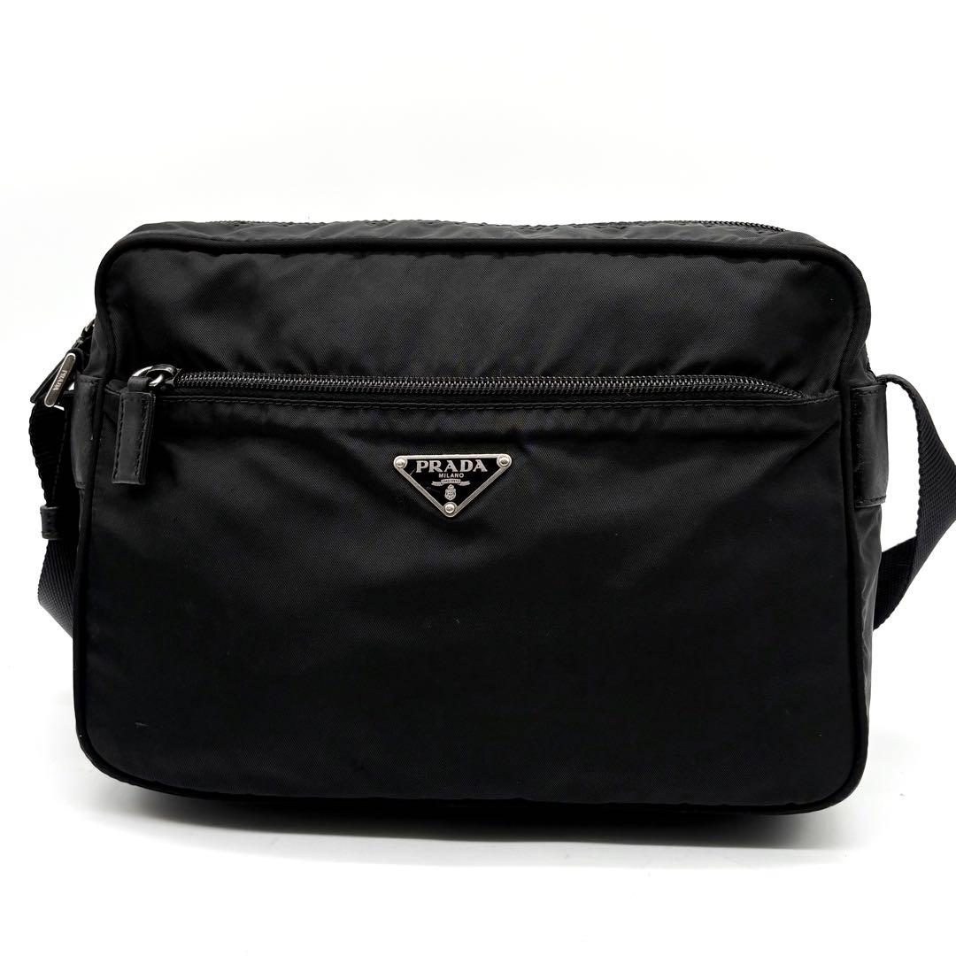 美品✨プラダ ショルダーバッグ ナイロン レザー 三角ロゴ 白タグ ギャランティ
