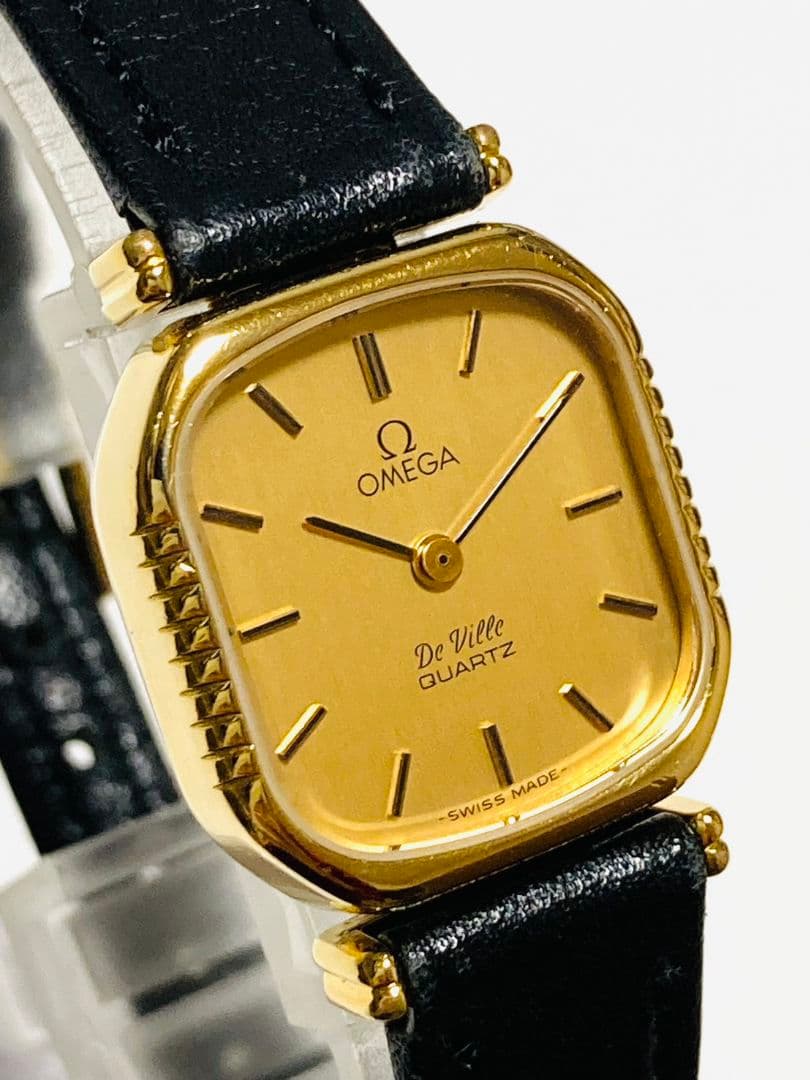 美品！　OMEGA オメガ　デビル　純正革ベルト　プッシュ式　レディース腕時計