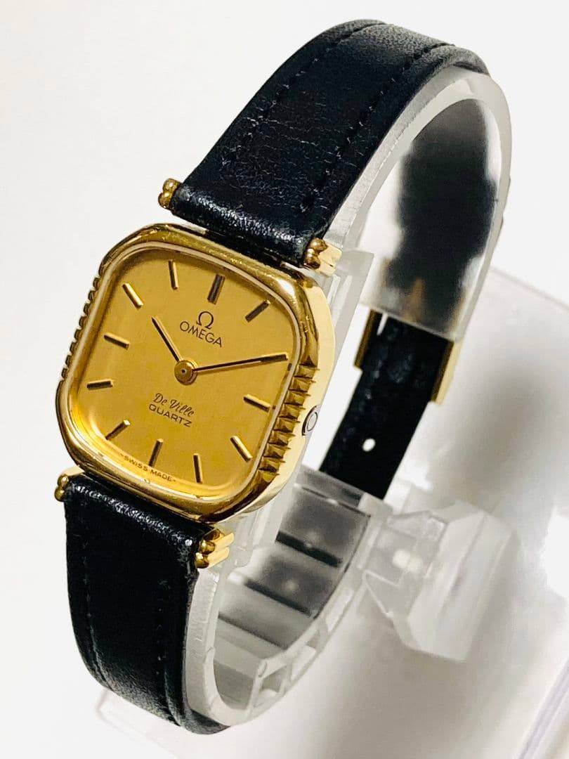 美品！　OMEGA オメガ　デビル　純正革ベルト　プッシュ式　レディース腕時計