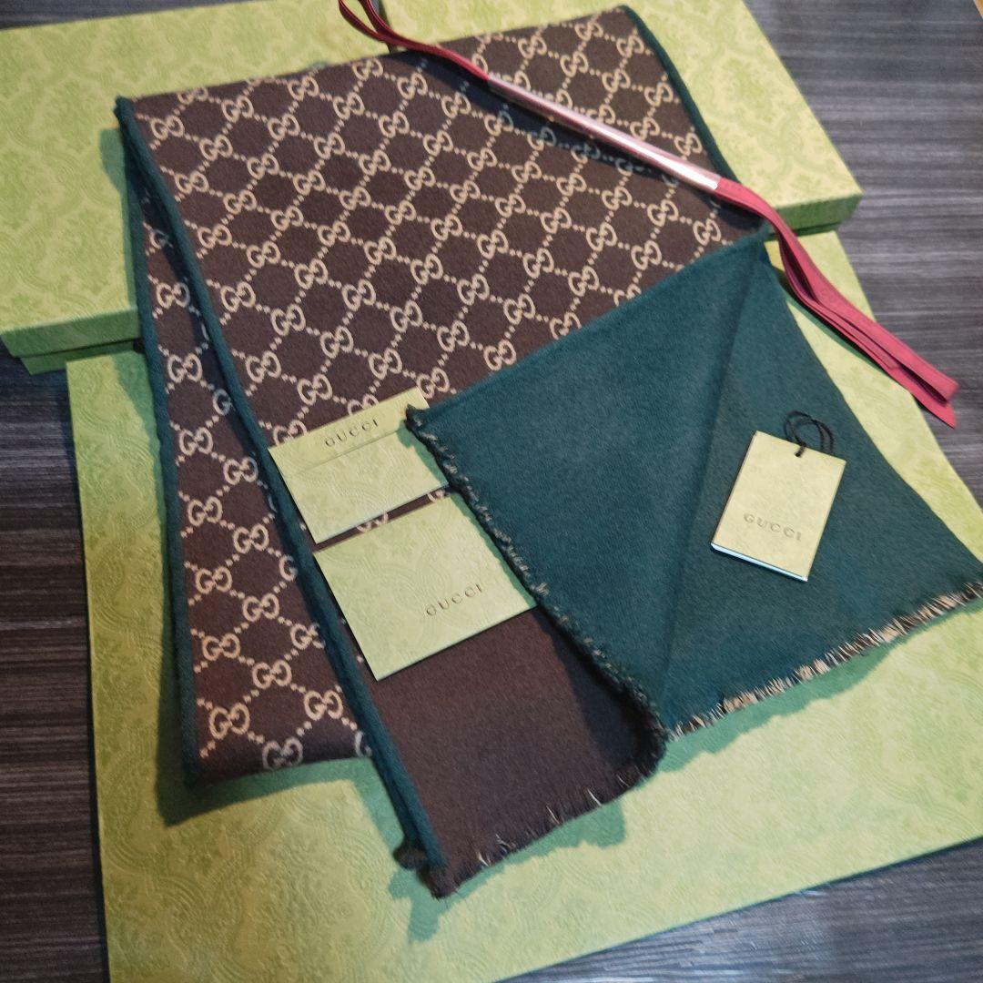 ❤美品箱付き❤GUCCI マフラー ストール ショール スカーフ❤グリーン❤