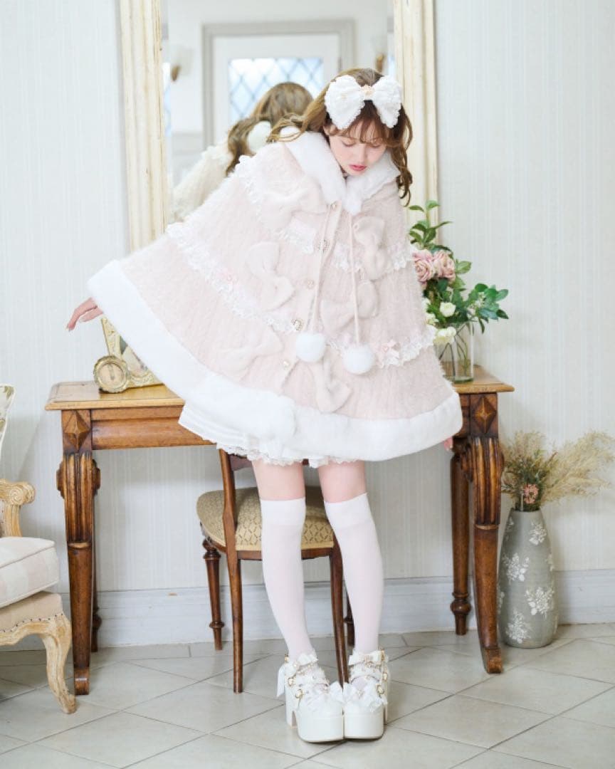 LIZLISA リズリサ ミルフィーユレースポンチョ ピンク 2025