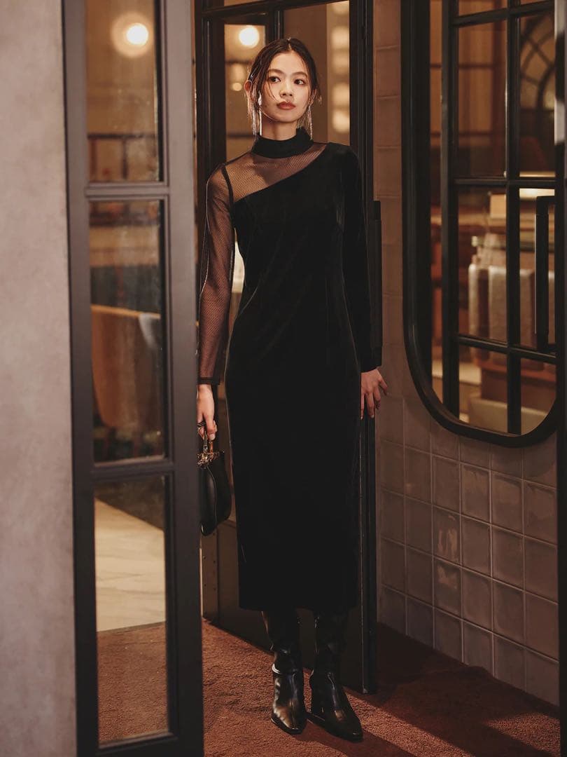 【2025今期】anuans シアーコンビタイトワンピース