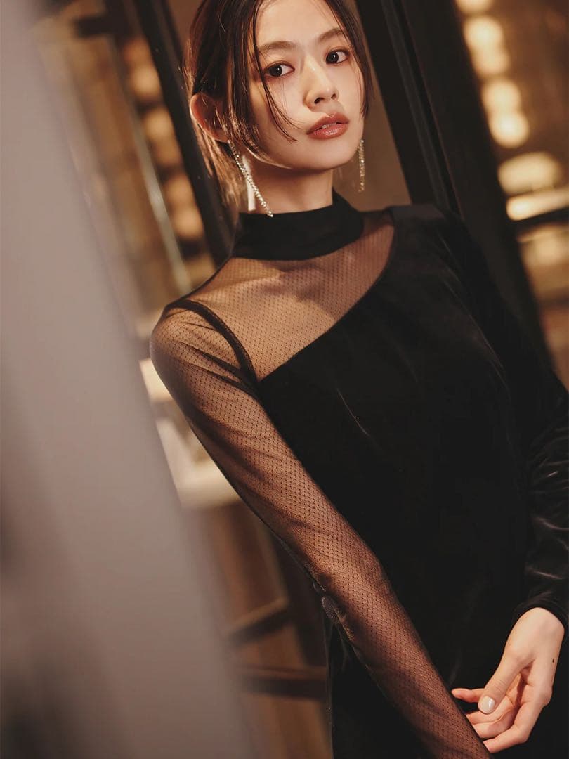 【2025今期】anuans シアーコンビタイトワンピース