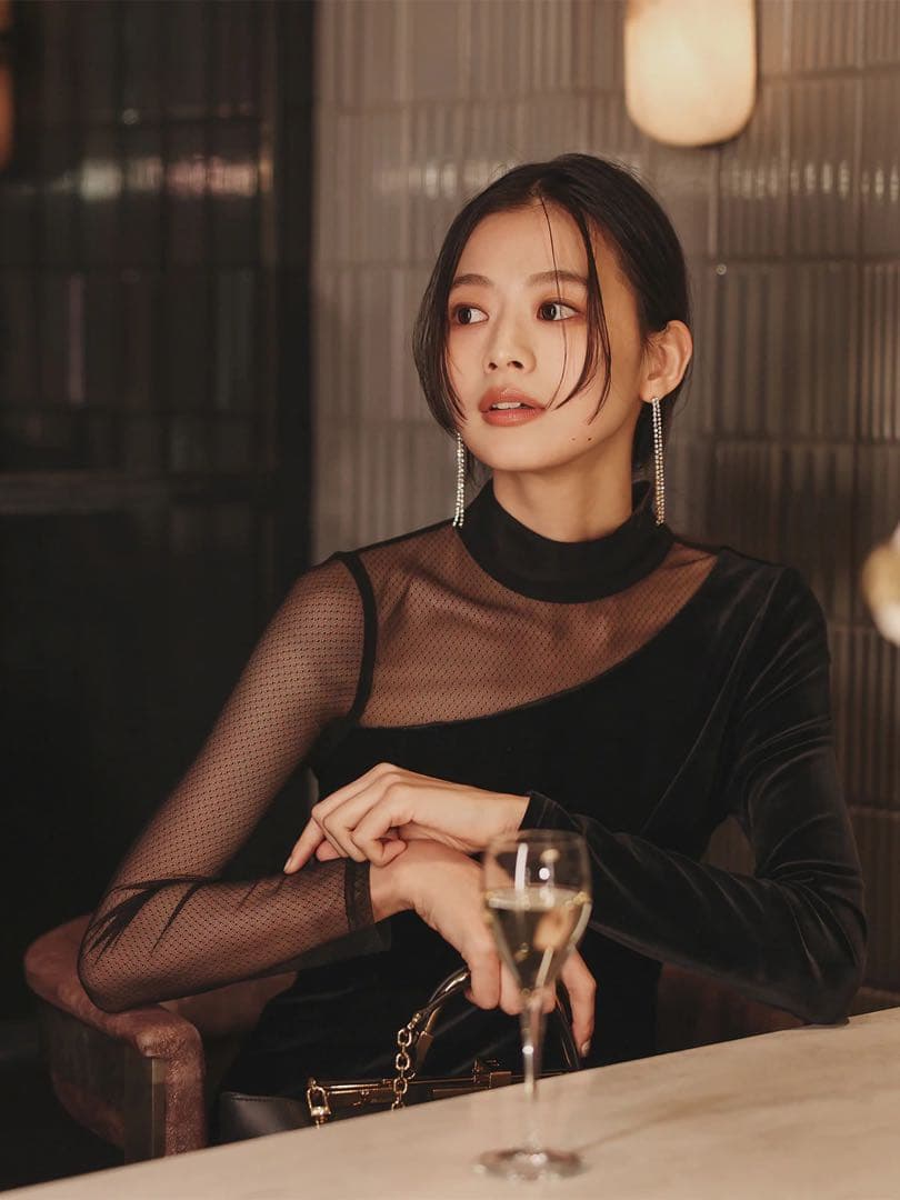 【2025今期】anuans シアーコンビタイトワンピース