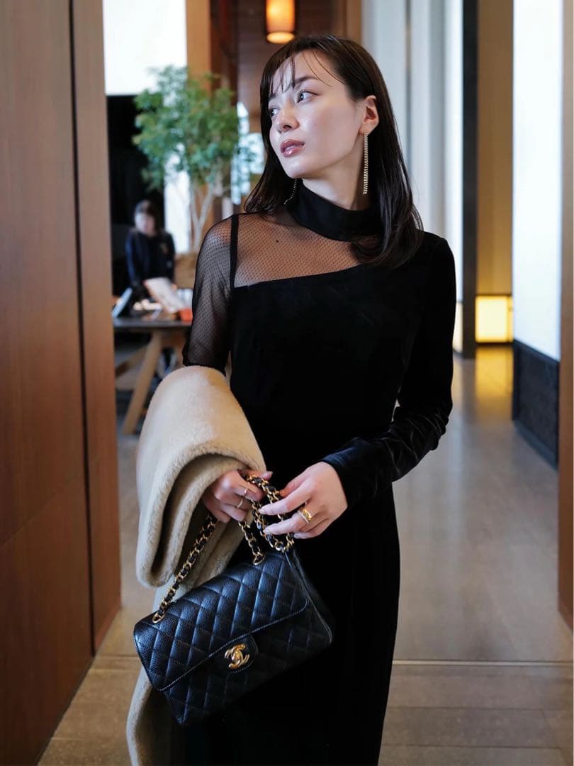 【2025今期】anuans シアーコンビタイトワンピース