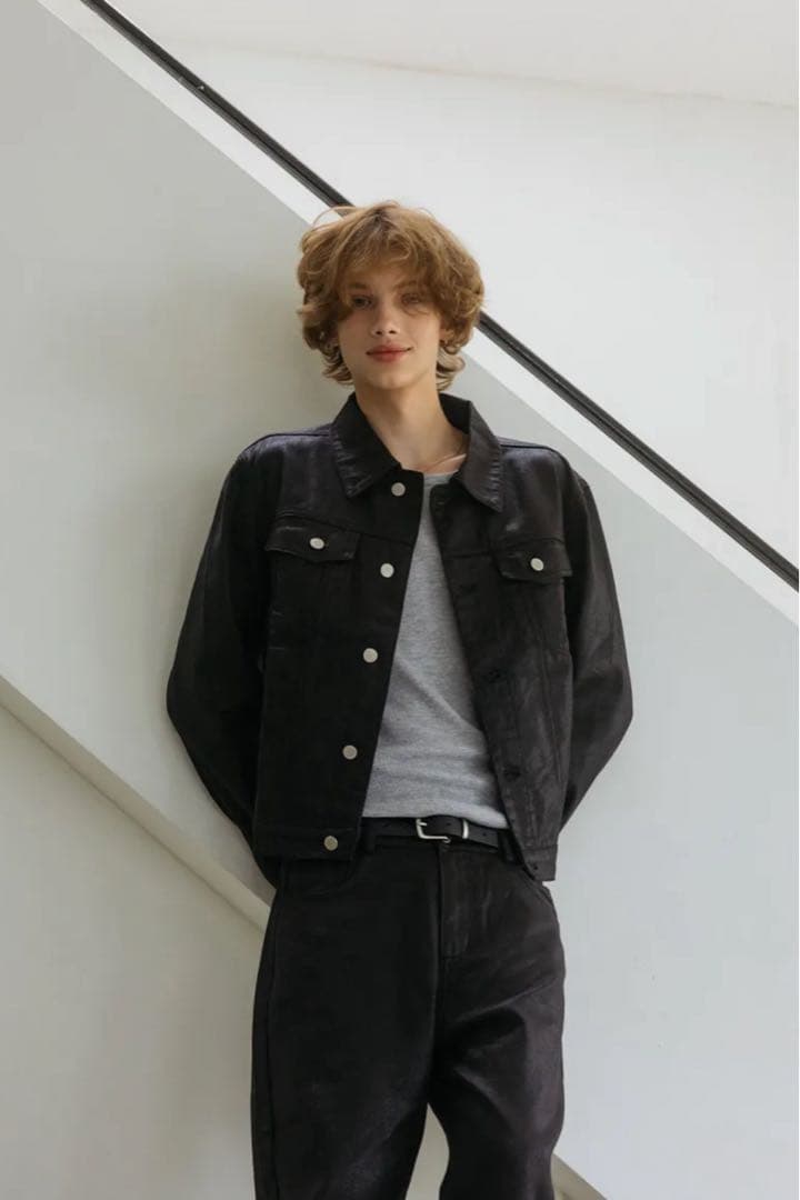 【新品・未使用】DOCOROSO ブラックコーティングデニムジャケット