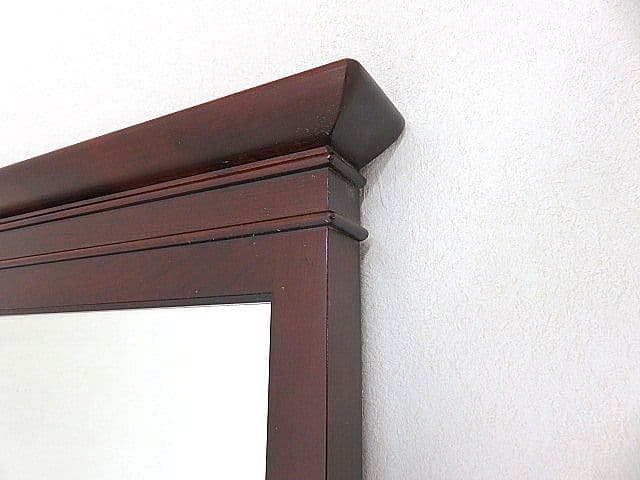 英国クラシックスタイル マホガニー材ウォールミラー Ｗ50ｃｍ×Ｈ140ｃｍ