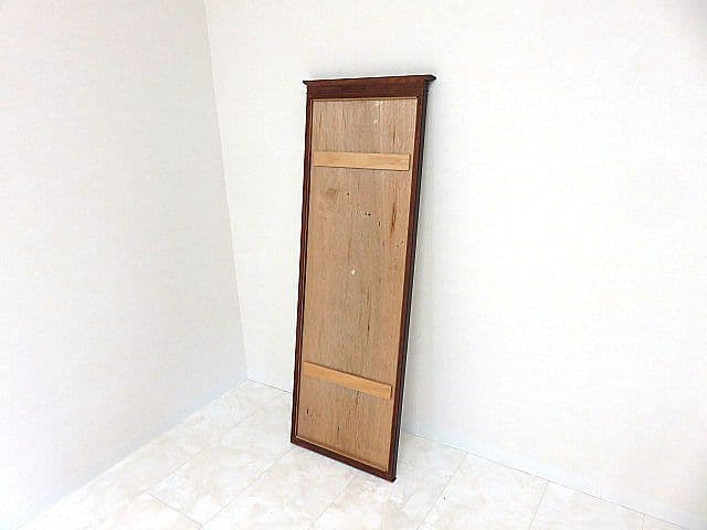 英国クラシックスタイル マホガニー材ウォールミラー Ｗ50ｃｍ×Ｈ140ｃｍ