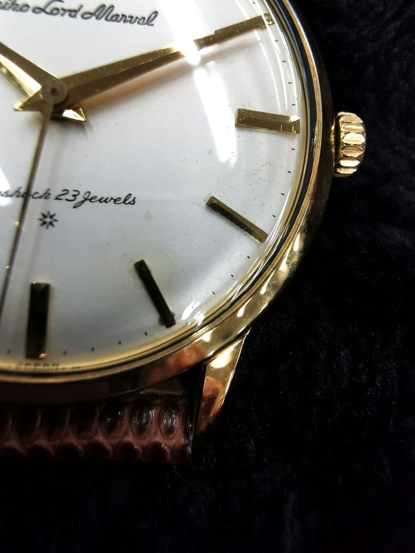 Seiko Lord Marvel 手巻き腕時計18k金無垢はまぐりケース