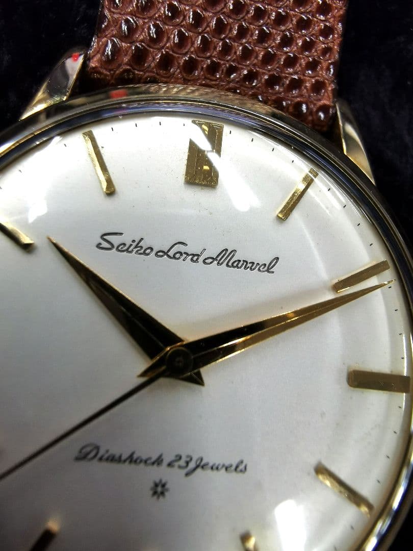 Seiko Lord Marvel 手巻き腕時計18k金無垢はまぐりケース