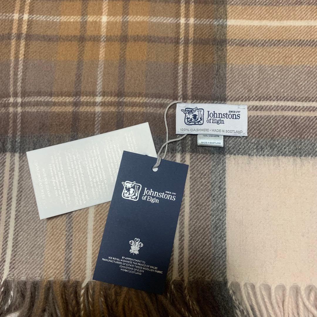 お*よ様 ジョンストンズ スカーフ　ナチュラルスチュワート　タータンチェッ大判