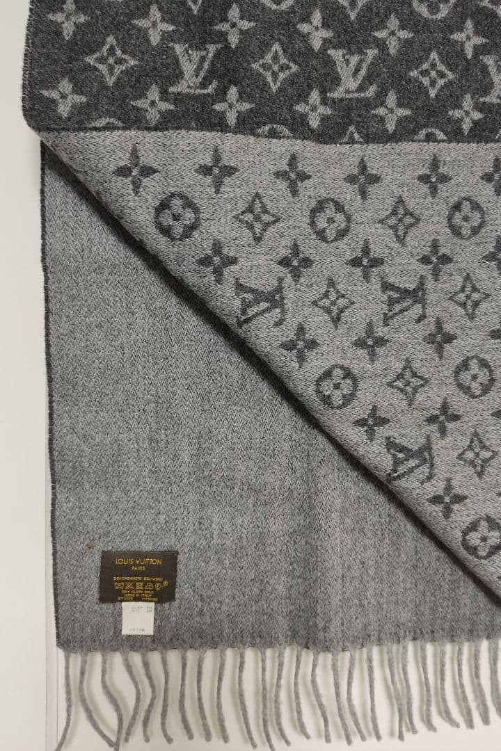 LOUIS VUITTON ウール・カシミヤ モノグラム マフラー