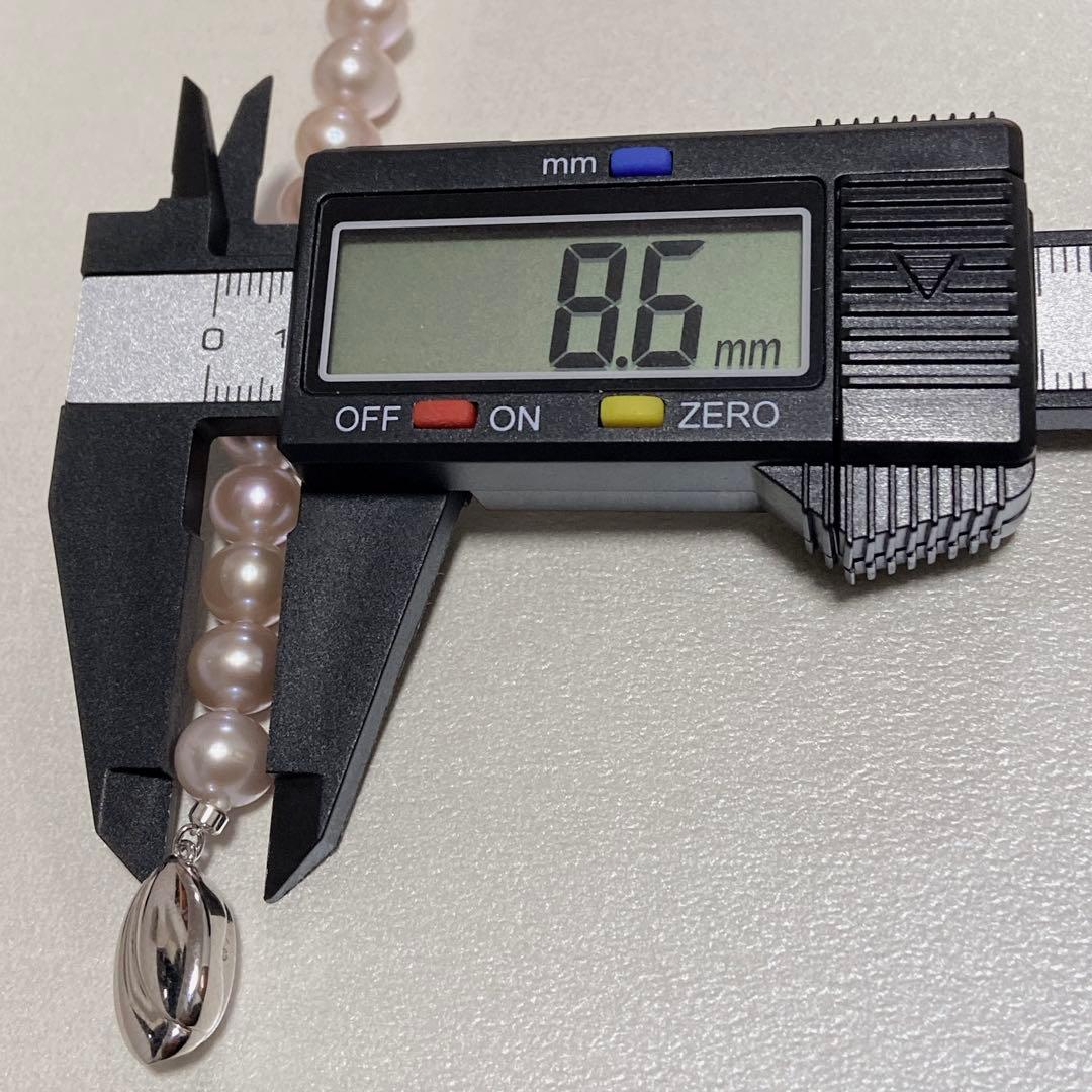 【 大珠 希少 】 本真珠 ピンク パール ネックレス SILVER刻印