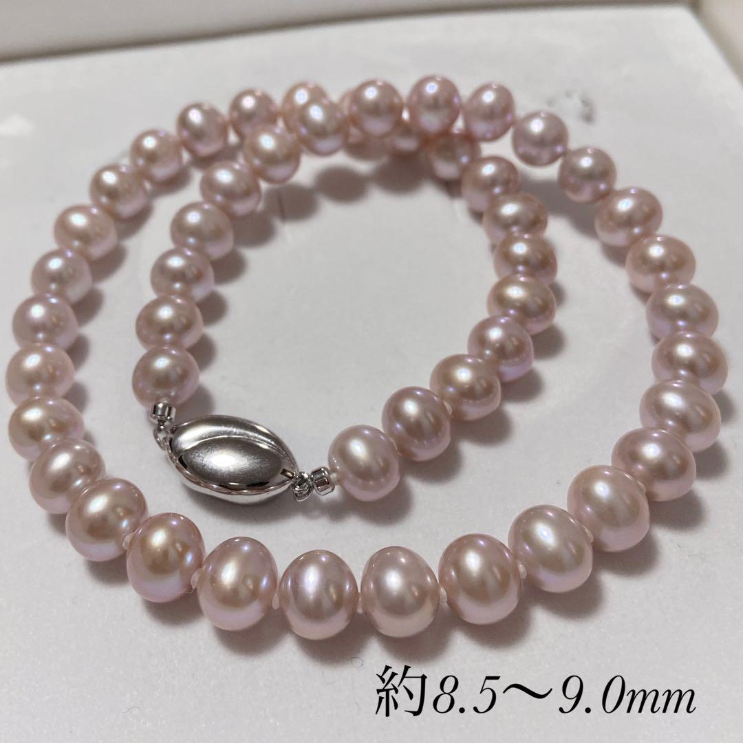 【 大珠 希少 】 本真珠 ピンク パール ネックレス SILVER刻印