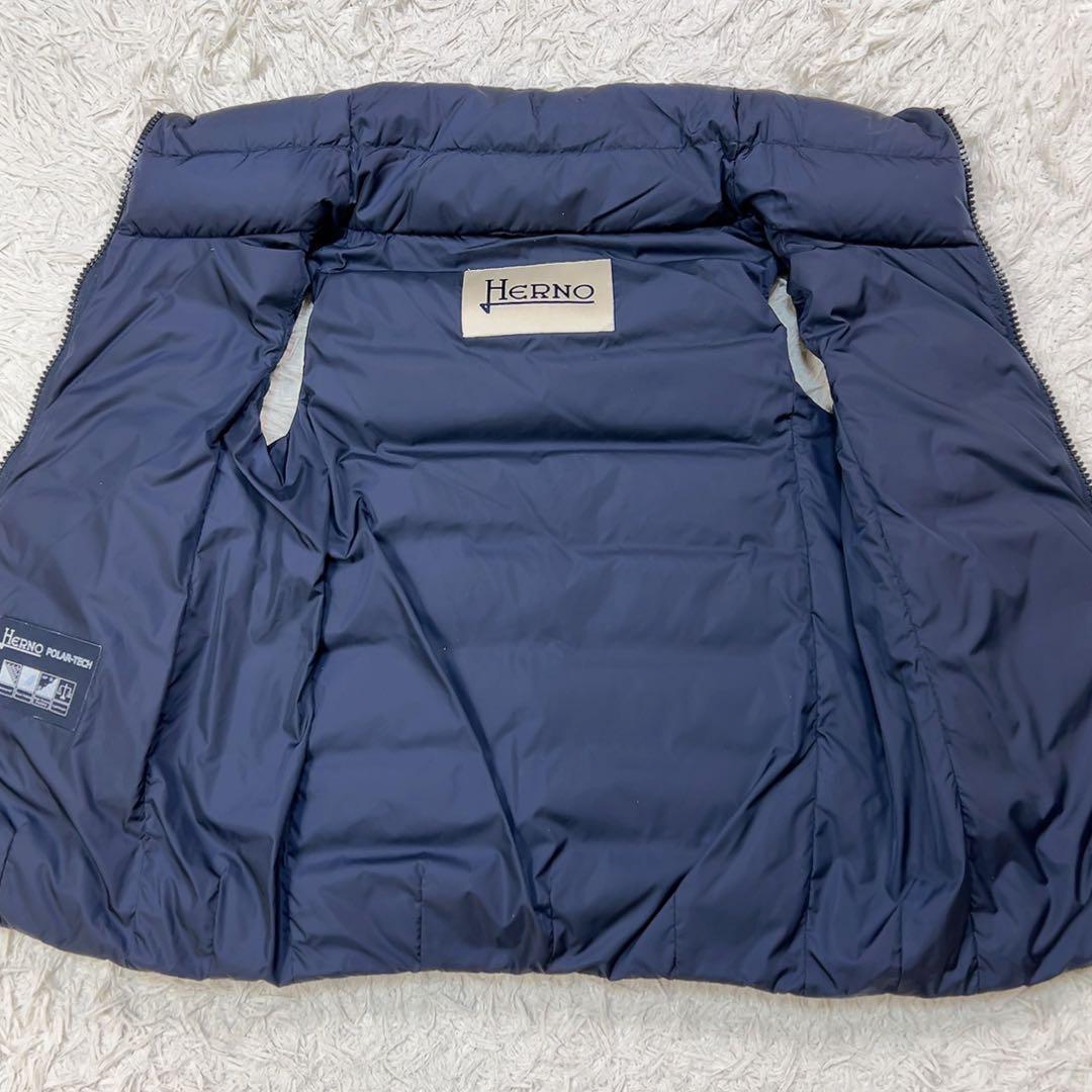 HERNO ヘルノ ポーラテック ダウンベスト 38 M相当 ネイビー 紺