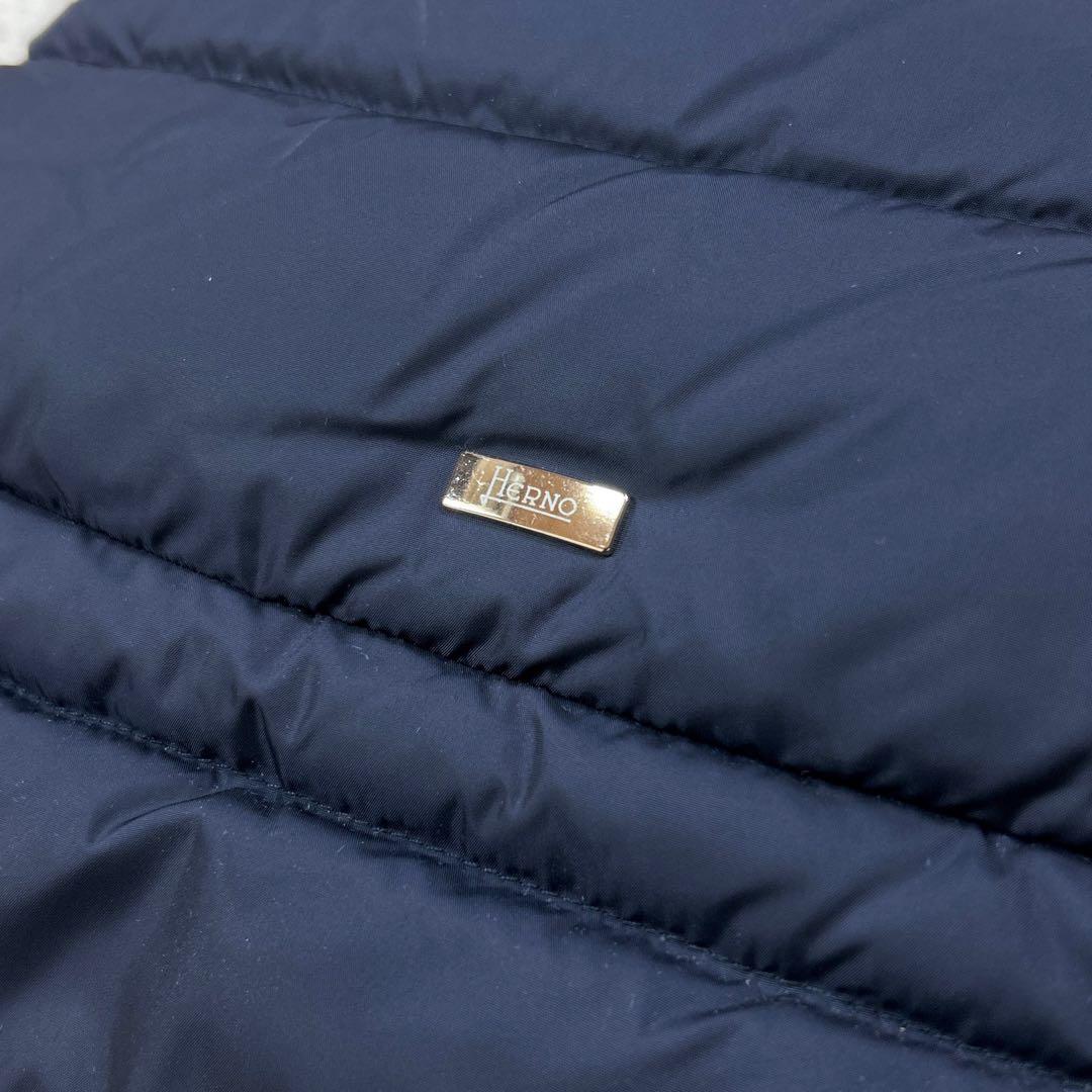 HERNO ヘルノ ポーラテック ダウンベスト 38 M相当 ネイビー 紺