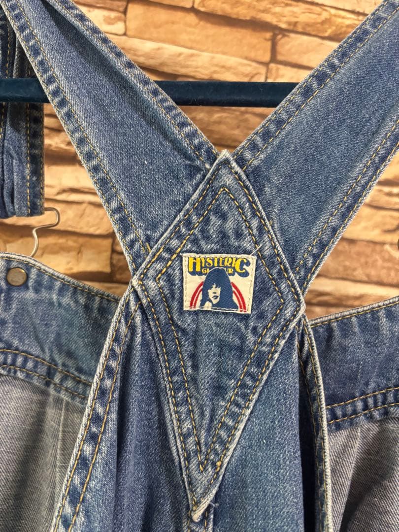 Hysteric ロゴ刺繍デニムサロペット ブルー