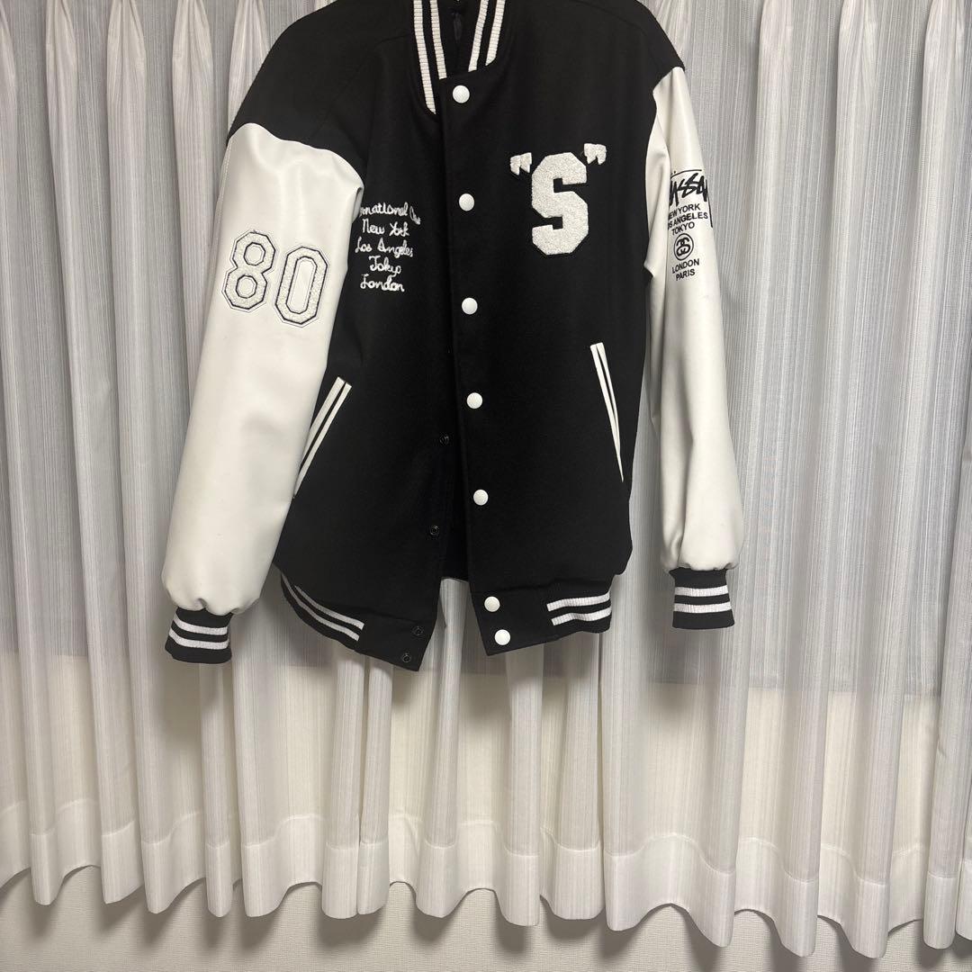 Stussy スタジャン 黒/白