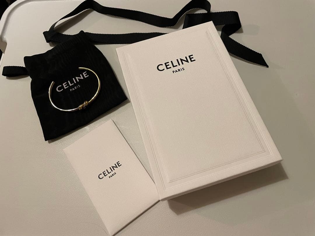 CELINE ノットデザイン バングル　ゴールド&シルバー