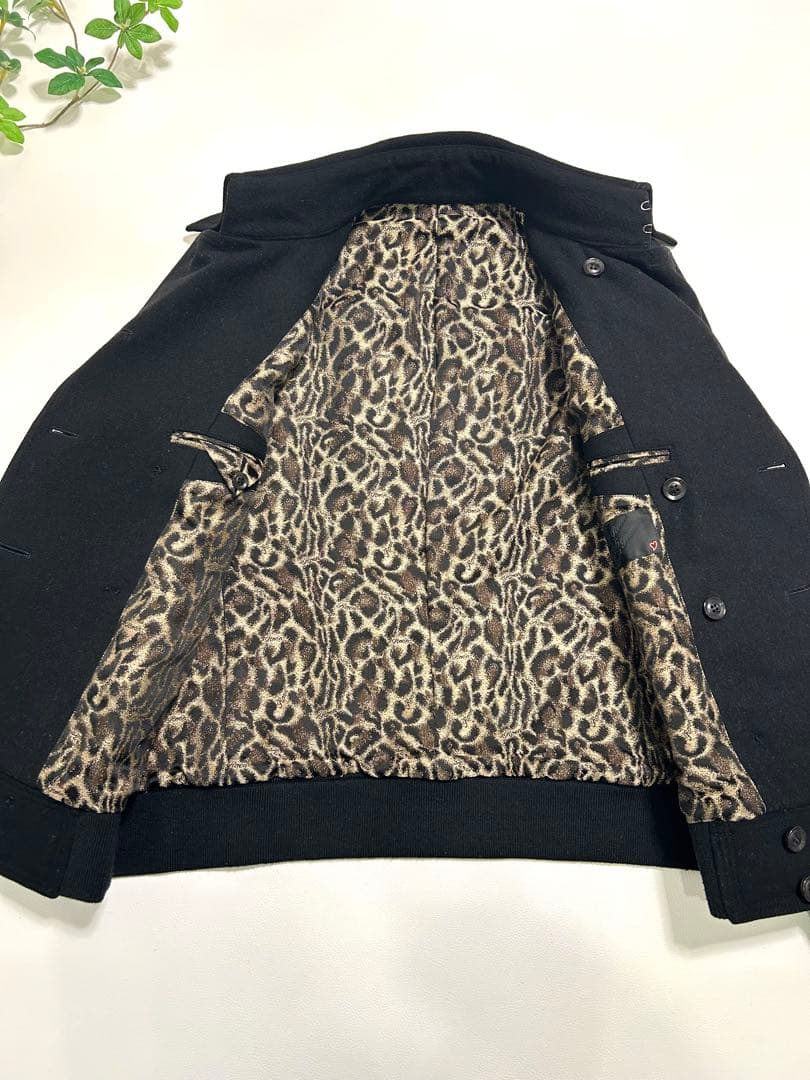 希少 Roen ロエン コレクションライン ライダースPコート レオパード裏地