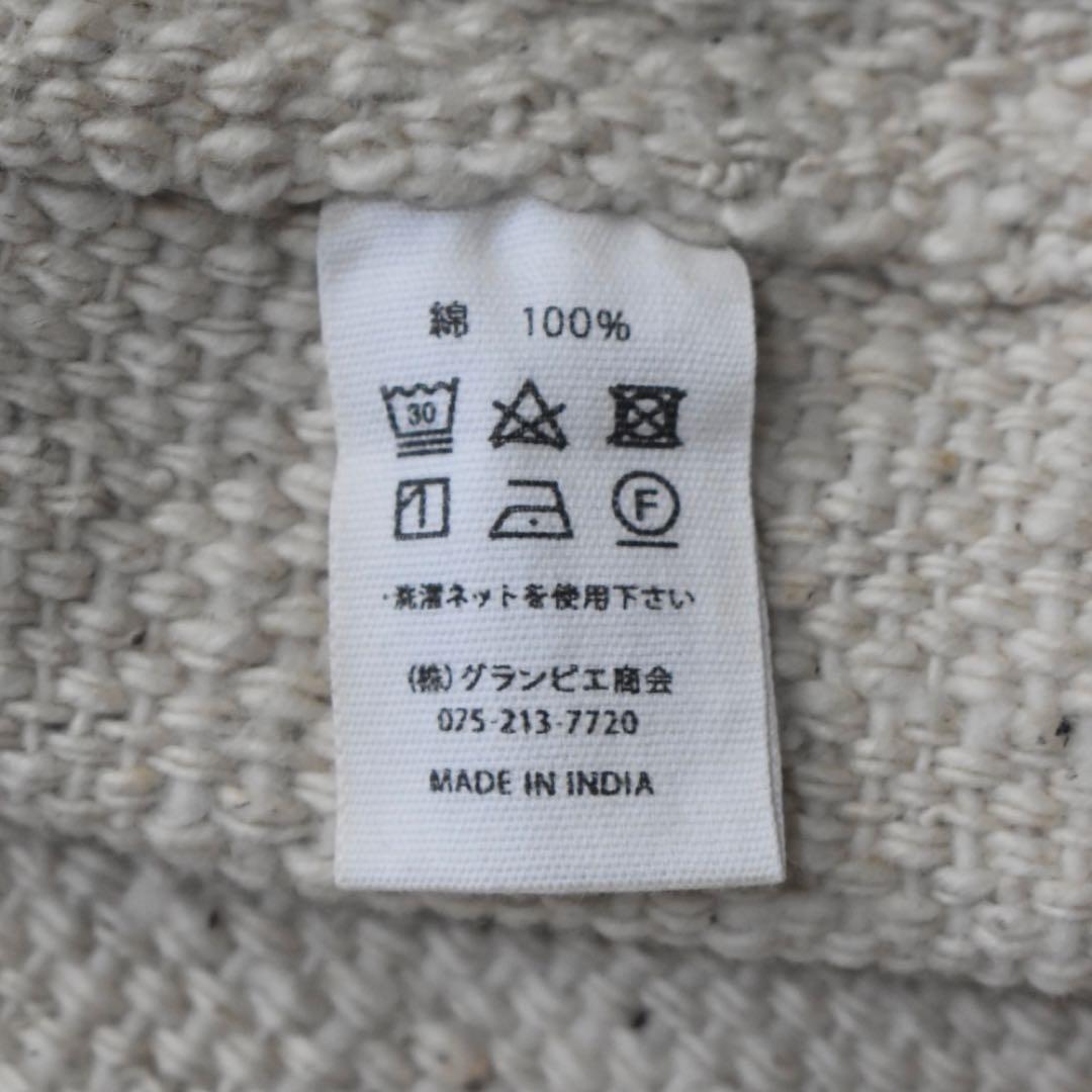 近年 GRANPIE 素敵なブローチ✨手織りコットン ロングコート L 生成り