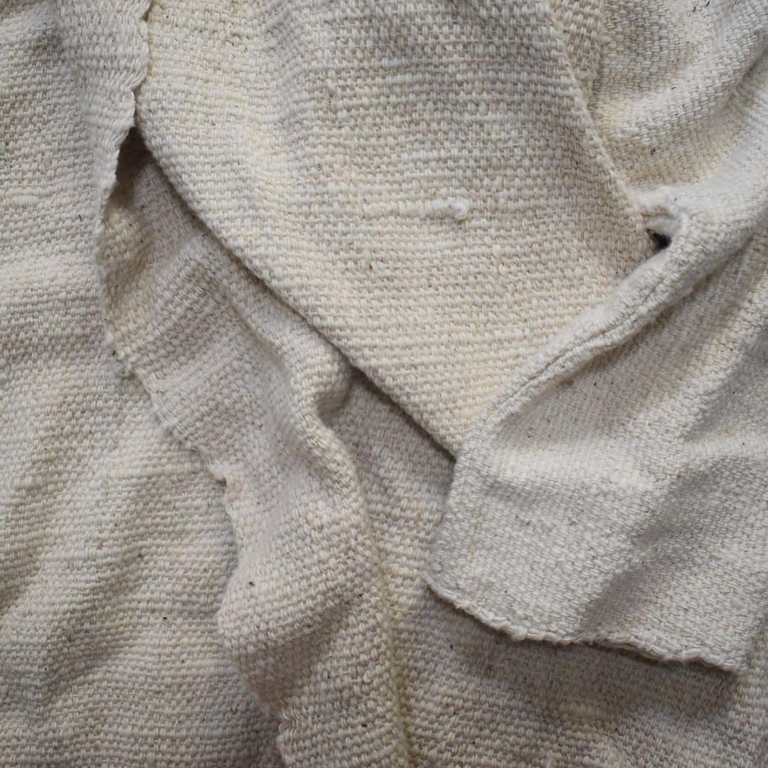 近年 GRANPIE 素敵なブローチ✨手織りコットン ロングコート L 生成り