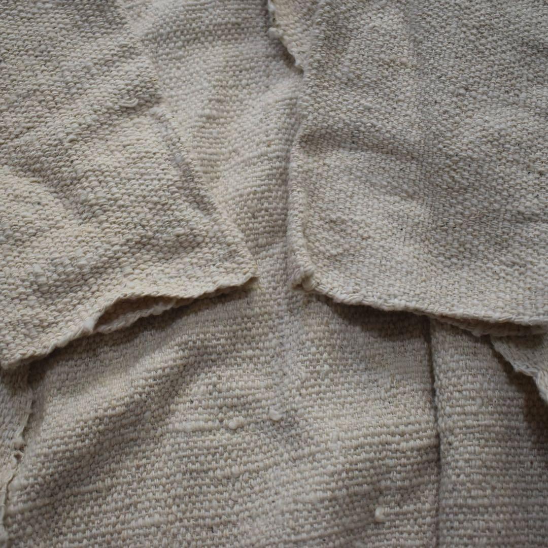 近年 GRANPIE 素敵なブローチ✨手織りコットン ロングコート L 生成り