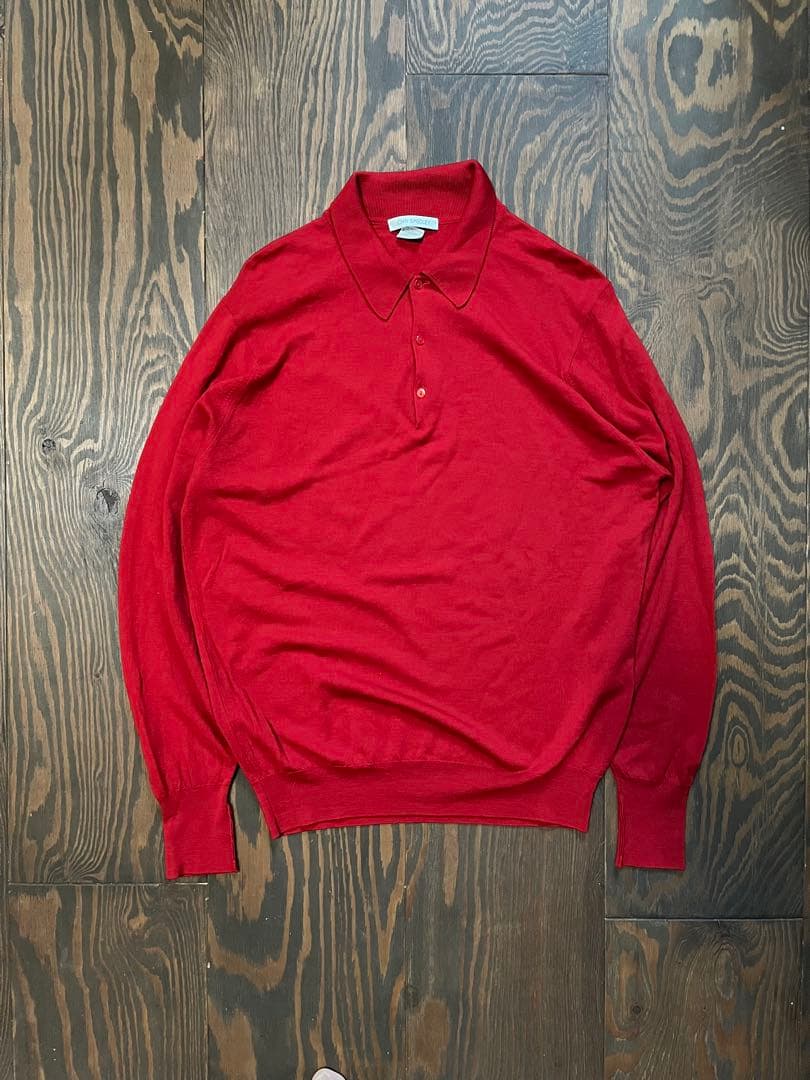 JOHN SMEDLEY レッド ポロシャツ Lサイズ