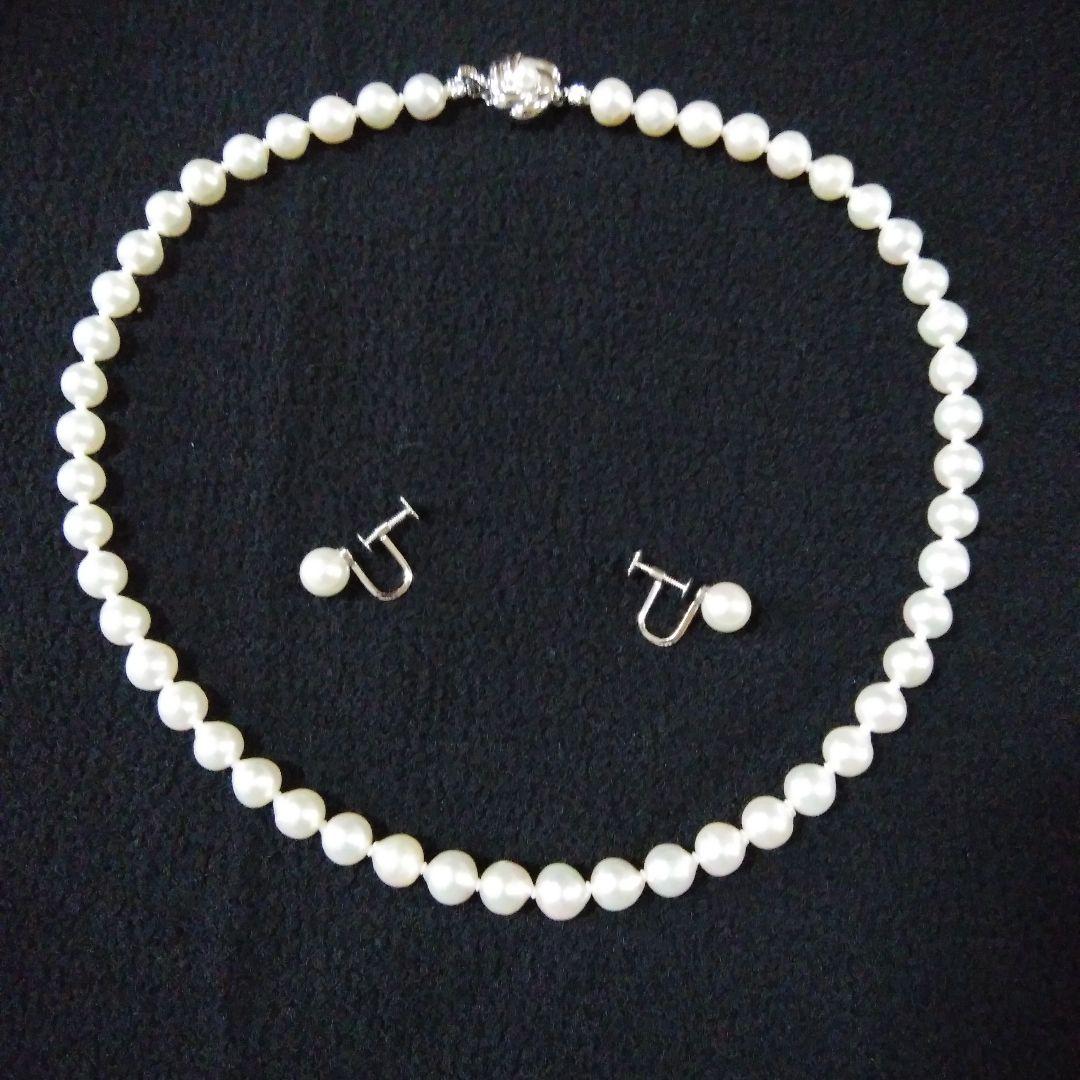 らら 伊勢志摩産7.5ー8mm高品質の本真珠ネックレスとイヤリングセッ
