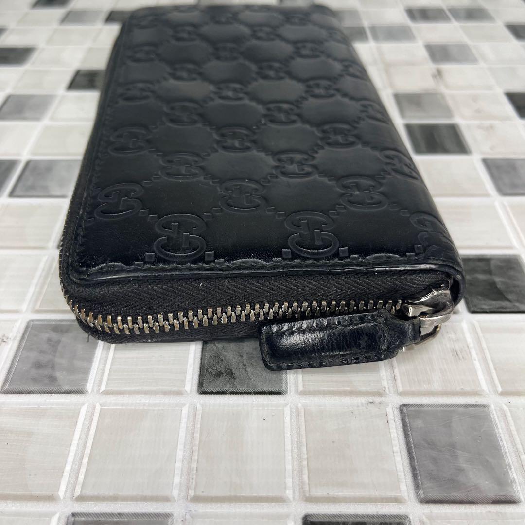 GUCCI グッチ シマ ラウンドファスナー 長財布 黒