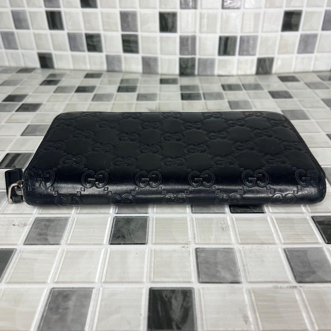 GUCCI グッチ シマ ラウンドファスナー 長財布 黒