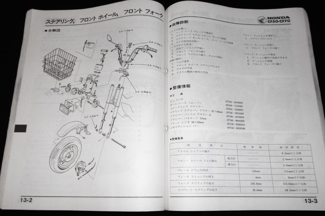 ホンダ シャリイ・シャリー B.C［CF50/CF70］ 純正サービスマニュアル
