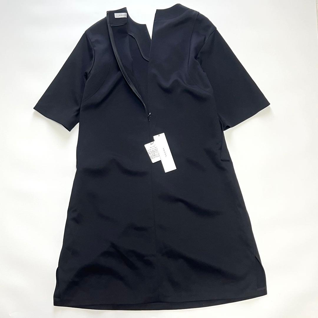 【タグ付き未使用品】アドーア　トリプルダンボールワンピース　スリット　黒　38