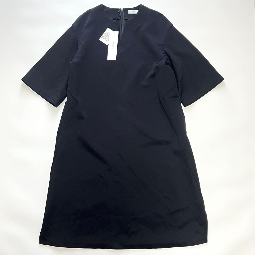 【タグ付き未使用品】アドーア　トリプルダンボールワンピース　スリット　黒　38