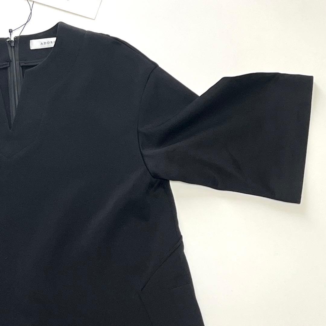 【タグ付き未使用品】アドーア　トリプルダンボールワンピース　スリット　黒　38