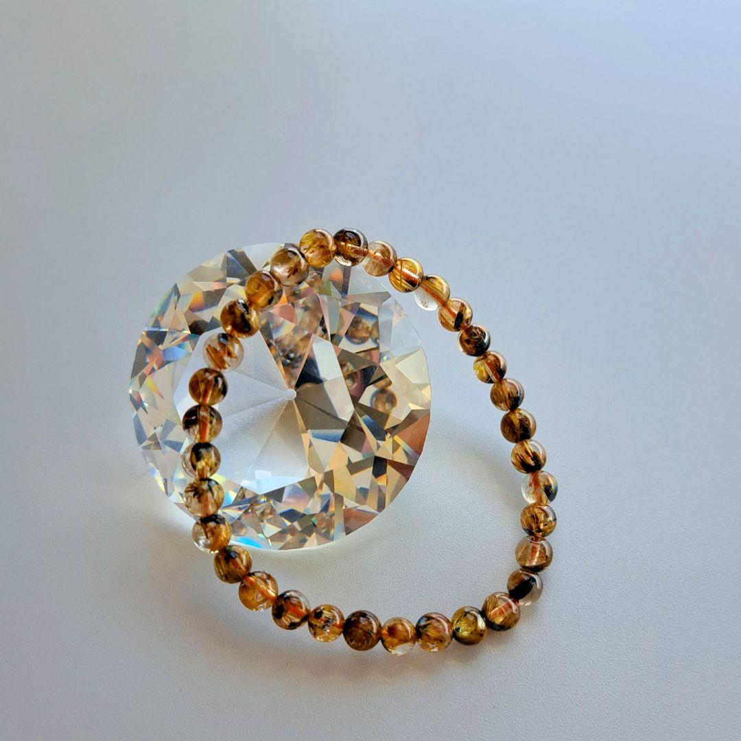 高品質 太陽放射タイチンルチルクォーツ ブレスレット 5.5㎜ 金運