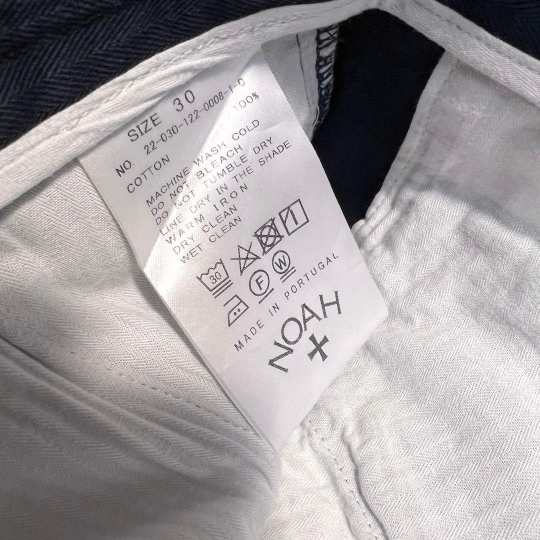 【美品】NOAH ノア ヘリンボーンプリーツチノパンツ ネイビー W30