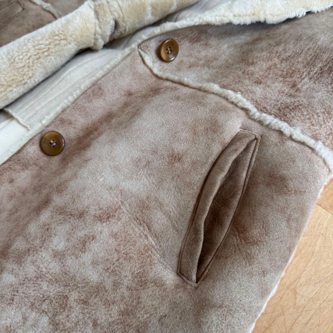 イタリア製羊革シープスキンムートン　ロングジレベスト