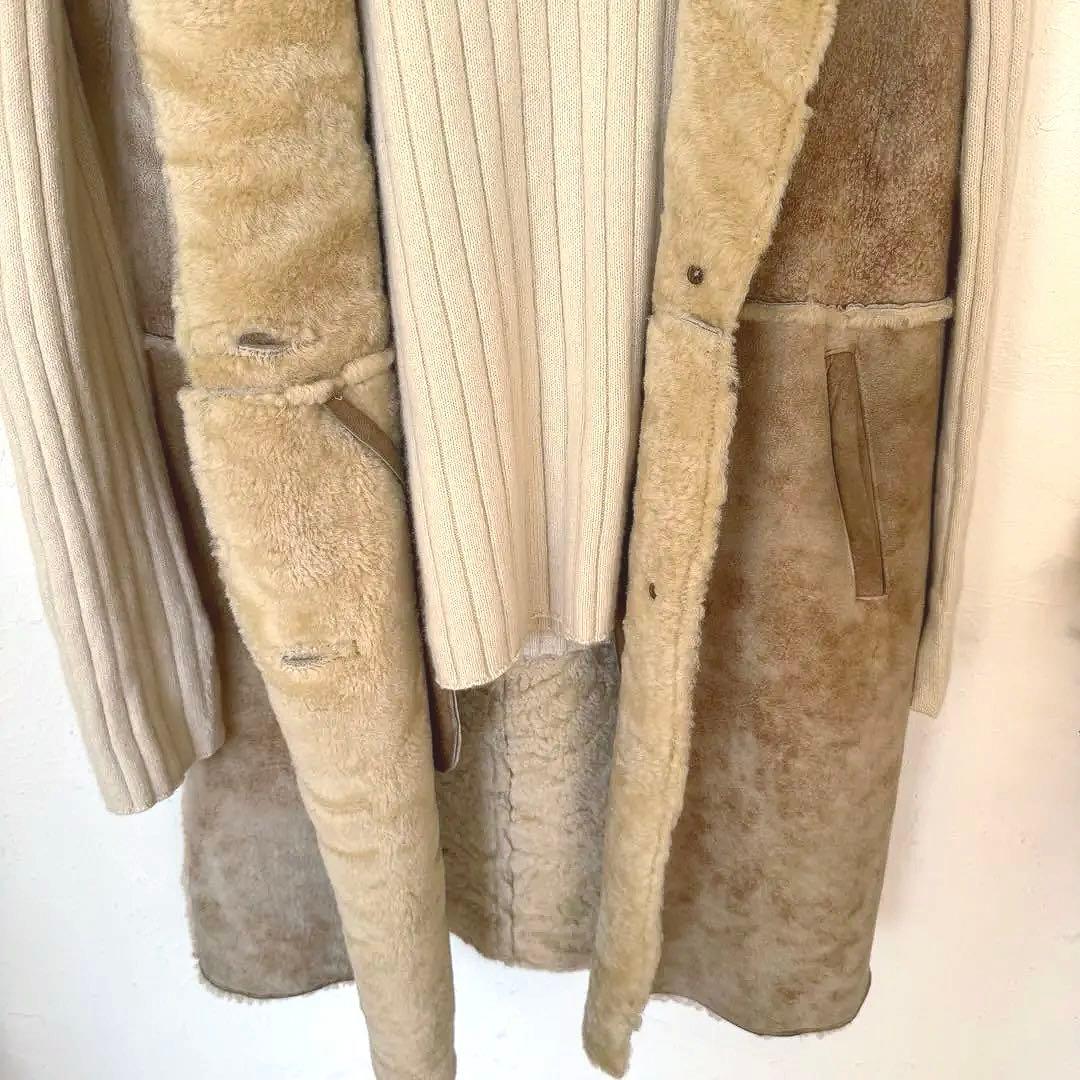 イタリア製羊革シープスキンムートン　ロングジレベスト