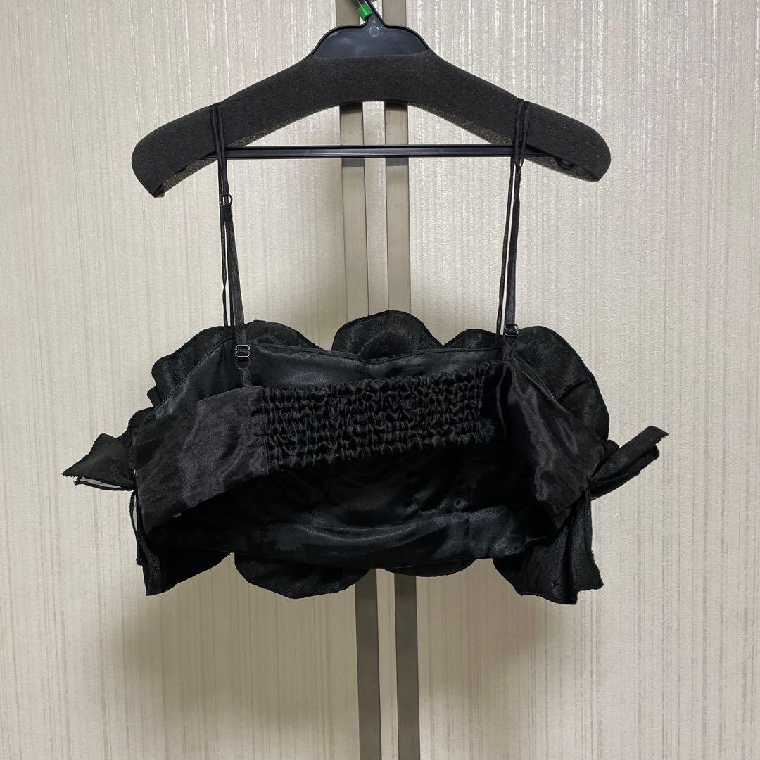 ワンピース LE'RURE Wavy frill bustier stripe dress