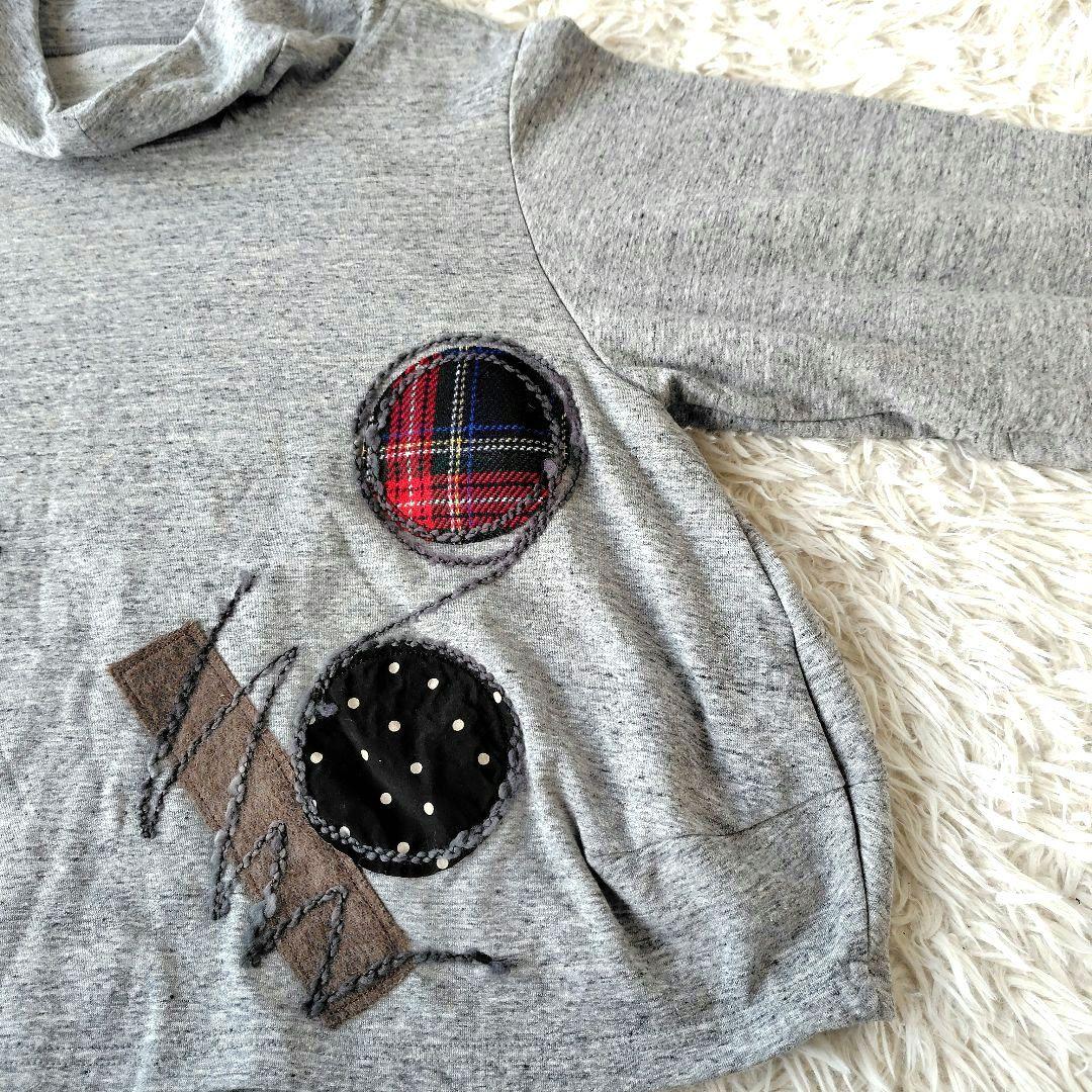 美品 センソユニコ 慈雨 ジウ プルオーバー 異素材 パッチワーク グレー 40