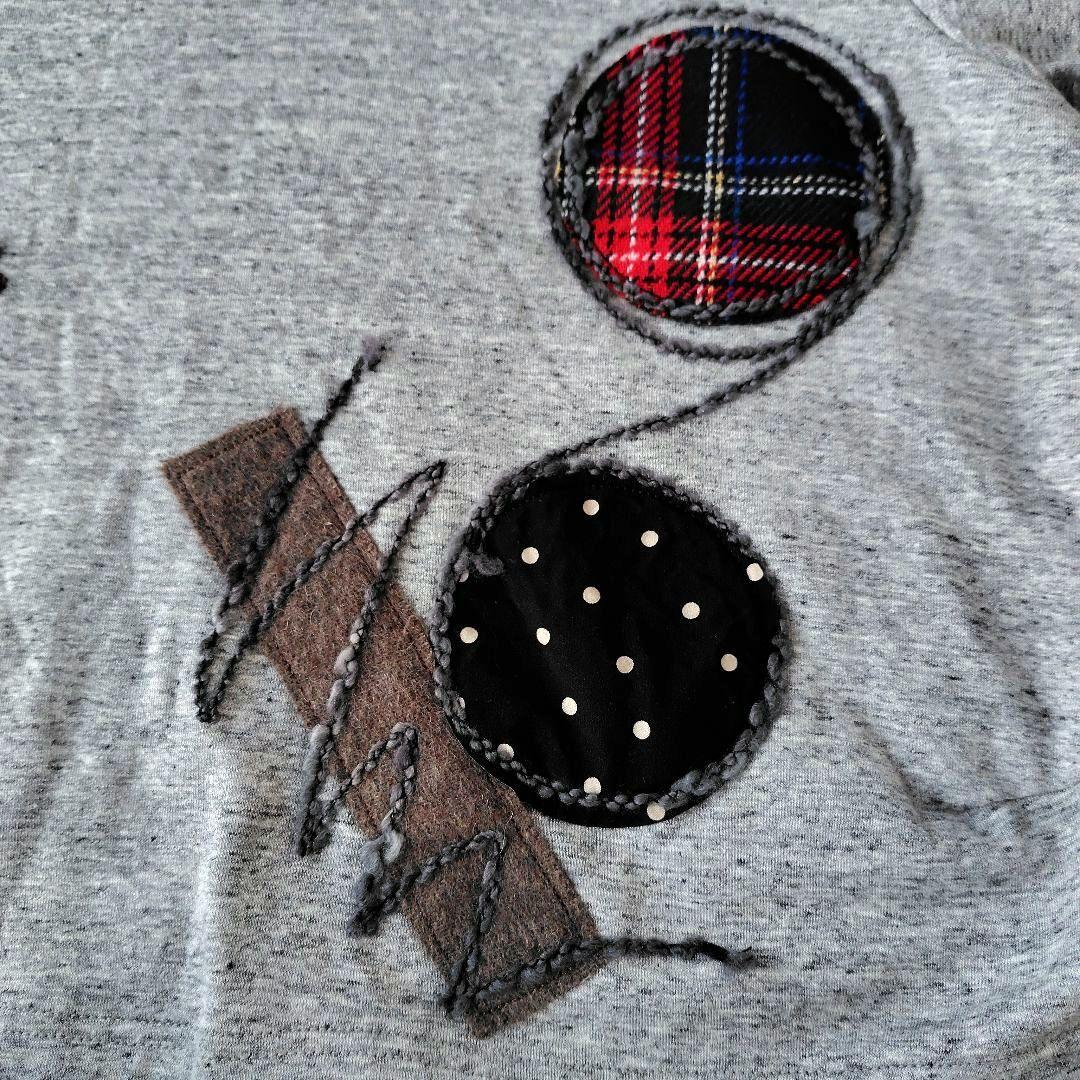 美品 センソユニコ 慈雨 ジウ プルオーバー 異素材 パッチワーク グレー 40