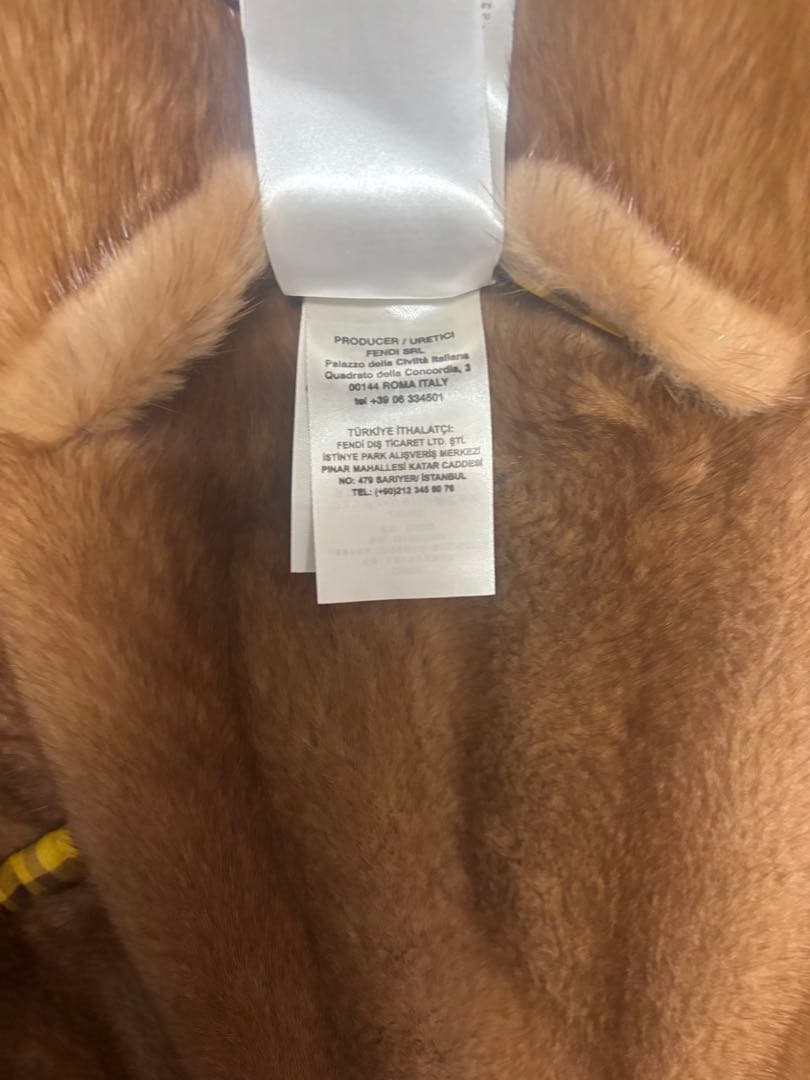 Fendi ミンクファーコート 裏地チェック柄