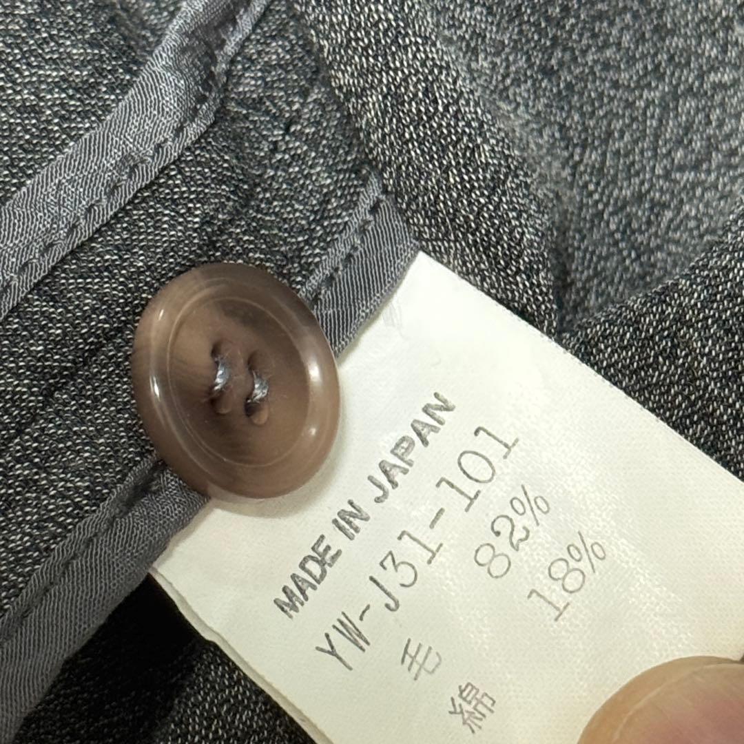 y's ワイズ　テーラードジャケット クロップド丈　ダブル　フリル　グレー