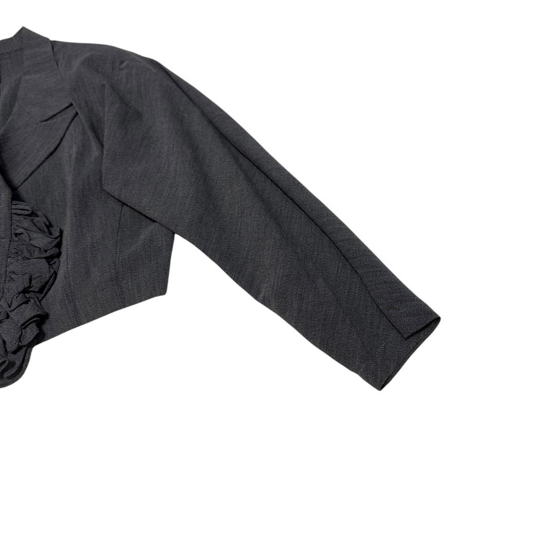 y's ワイズ　テーラードジャケット クロップド丈　ダブル　フリル　グレー