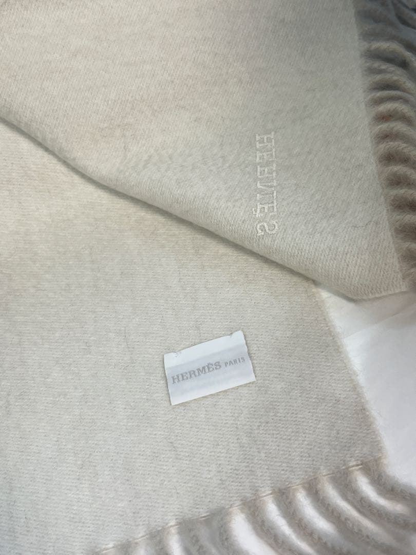 HERMÈS 100%カシミヤマフラー アイボリー エルメス